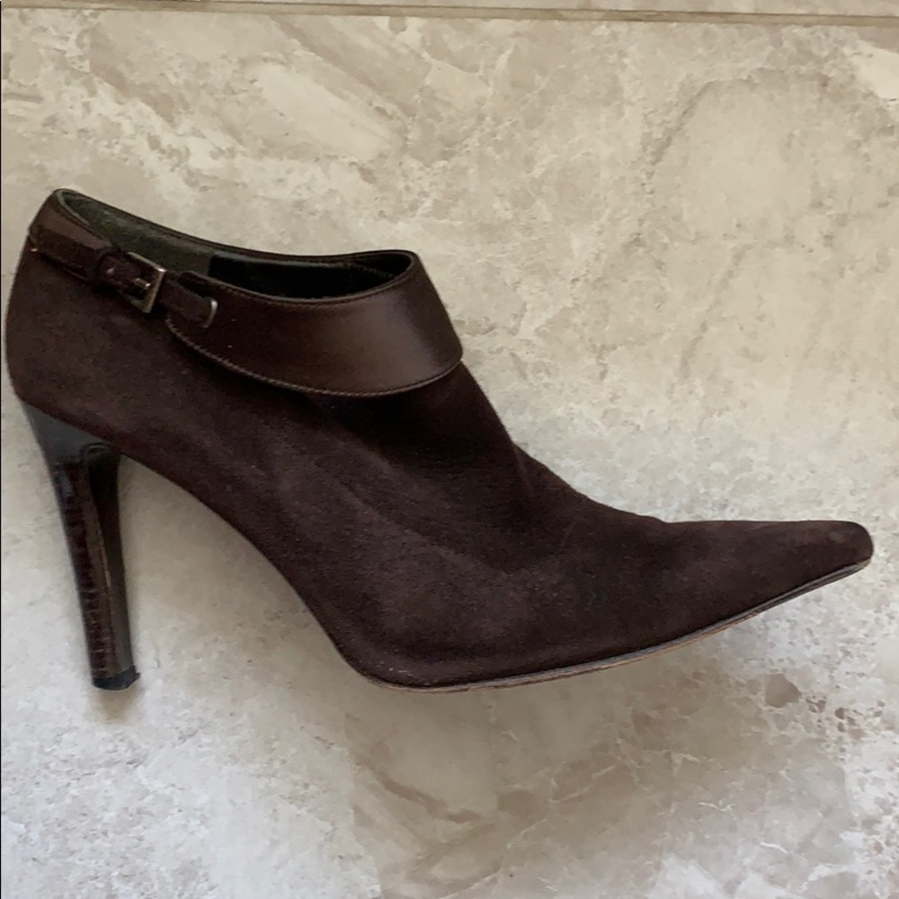 Brown suede shoe boots